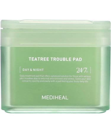 MEDIHEAL Teatree Trouble Facial Toner Pads with Tea Tree & Lactobacillus - Soothing Cotton Pads for Sensitive & Acne Prone Skin - Vegan Face Gauze 100 Pads - Buy Online on GoSupps.com
