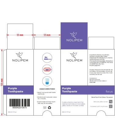 Nolipem Purple Toothpaste for Teeth Whitening | Effective Stain Removal & Teeth Brightening - Buy Online on GoSupps.com