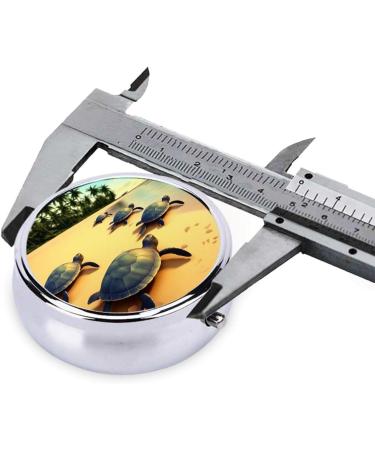 Turtles on The Beach Portable Metal Pill Box | Round Mini 3-Compartment Design for Travel | Ideal for Small Pills - Buy Online on GoSupps.com