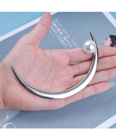 Inilbran Boho Crescent Moon Hair Stick Hair Clip Vintage Pearl Moon Hair Slide Hairpin French Pearl Hair Stick Clip Vintage Moon Hair Fork Barrette Decorative Hair Accessories for Women Headdress - Buy Online on GoSupps.com