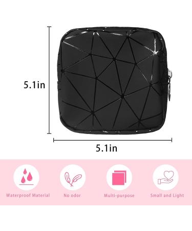 OWTING Sanitary Napkin Storage Bag | Menstrual Cup Pouch | Geometric Stitching | Small Makeup Organizer | Portable & Large Capacity | Black - Buy Online on GoSupps.com
