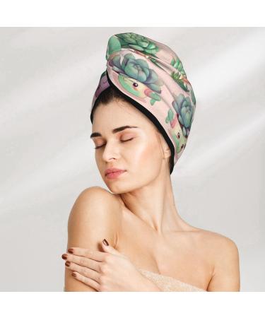 Super Absorbent Succulent Plant Dry Hair Cap for Women | Quick Dry Soft and Elastic Wrap for Long Thick Hair - Buy Online on GoSupps.com
