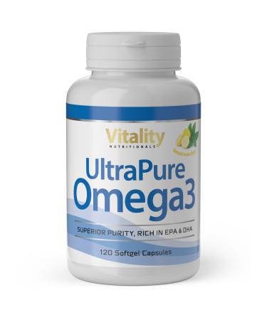 Omega 3 capsules high dose EPA/DHA high bioavailability I 120 Fish oil capsules i vitamin e essential fatty acids without belching i ultra pure vitality nutritionals by vitaminexpress - Buy Online on GoSupps.com