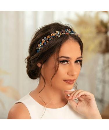 IYOU Sparkly Crystal Headband Black Shiny Rhinestone Hair Bands Flower Party Prom Hair Accessories for Women and Girls - Buy Online on GoSupps.com