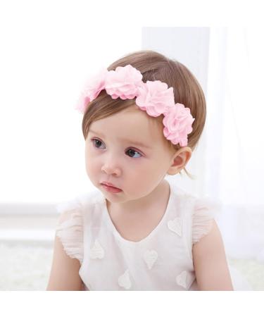Fmeida Baby Girls Flower Headband - Stretchy Soft Infant Hair Accessories for 4-24 Months (Pink) - Buy Online on GoSupps.com