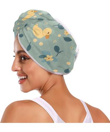 Flower Duck Blue Hair Towel 2 Pack | Super Absorbent Quick Drying Hair Turbans for Women & Girls - Buy Online on GoSupps.com