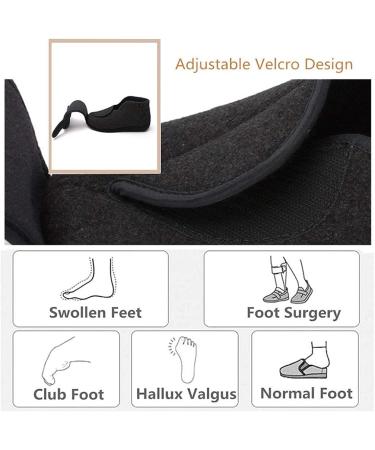 Men's Adjustable Diabetic House Shoes for Wide Swollen Feet - Warm Plush Fleece, Non-Skid, Comfortable Relief for Elderly, Diabetes, Swelling, Edema, Arthritis - Size 11.5 Black - Buy Online on GoSupps.com