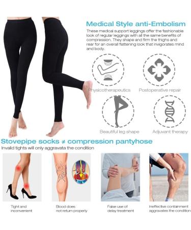Buy Women's Medical Compression Tights 20-30 mmHg | Opaque Graded Support Hose for Varicose & Edema | Footless Black (Pack of 1) - Buy Online on GoSupps.com