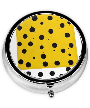 Mustard Yellow & Black Round Pill Box | 3 Compartment Portable Travel Organizer for Vitamins & Medications - Buy Online on GoSupps.com