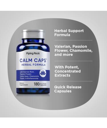 Piping Rock Calm Capsules | 180 Pills | Herbal Extract Blend | with Chamomile Valerian and Passion Flower | Non-GMO Gluten Free Supplement - Buy Online on GoSupps.com