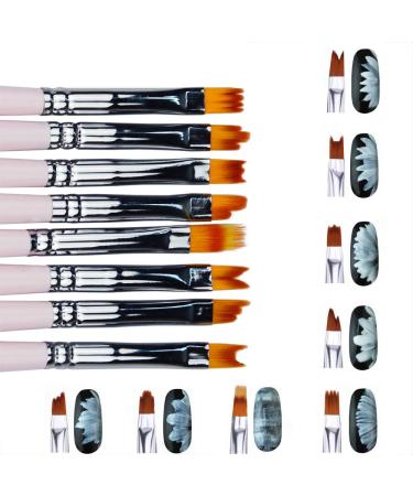 8 Pcs Premium Nail Brush Pen Set with Wood Handles for UV Gel Flower Drawing - Valentine's Day Gift - Buy Online on GoSupps.com