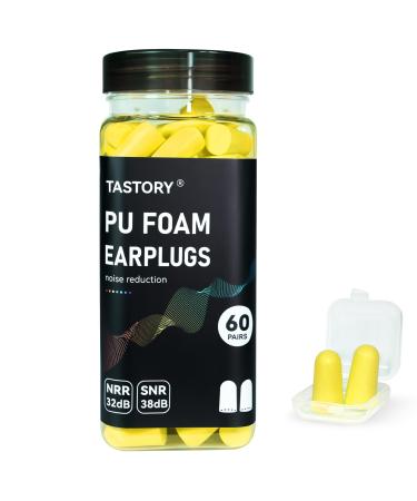 Foam Ear Plugs 60Pair 38dB Soft Earplugs for Sleeping Noise Reduction Earplugs for Hearing Protection Noise Cancelling for Shooting Snoring Studying Travel Concerts Work Yellow