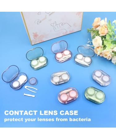 Modixun Clear Contact Lens Case Set - Spout-Safe Covers with L/R Mark - Purple Brown Green Pink Gray - Perfect for International Shipping - Buy Online on GoSupps.com
