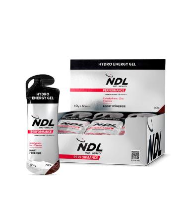 NDL Pro-Health Hydro Energy Gel - Sports energy gel with carbohydrates and mineral salts low sugar content immediate energy supply caffeine free cola flavor Pack 12-720g by Rafa Nadal