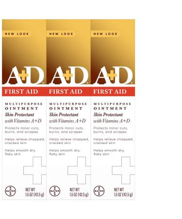 A+D First Aid Ointment, Multipurpose Dry Skin Moisturizer and Skin Protectant, 1.5 Oz (Pack of 3) 1.5 Ounce (Pack of 3)