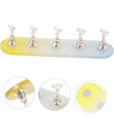 COOLHIYA 1 Set nail practice holder gradient rainbow nail stan training nail stands nail art organiser nail painting stand nail decor nail stands for nail art plastic Acrylic oval Yellow Blue 12.8x3.7cm - Buy Online on GoSupps.com