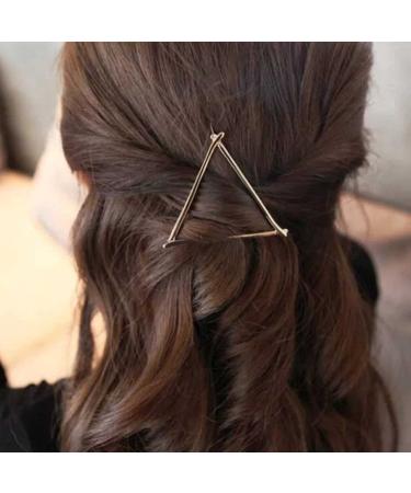 YHEAKNE Boho Haircroopy Hair County Gold Triangular Hair needle Metal Geometry Hairpange Minimalist Bobby PIN Modern Hairdresses for Women and Girls (Gold Triangle)