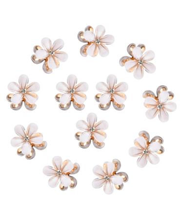 Xzeemo 12pcs Mini Claw Clips Flower Claw Clips Mini Mini Diamond Hair Clips Small Hair Clips Non-Slip Hair Clips for Girls Women for Photograph Daily Party Wedding Hair Styling Accessories White
