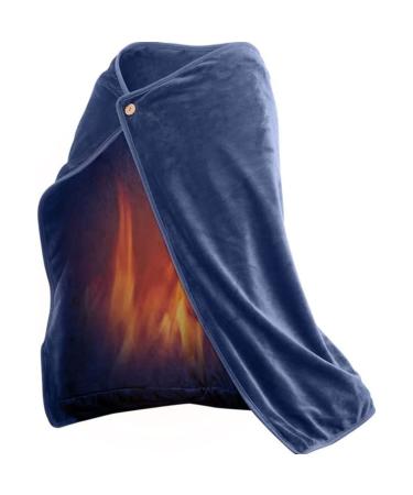 XJzhang portable heated poncho heating cap warm heating blanket heating pillow electric diaper ceiling heated flannel scarf with button closures fast warming electrical litter wrap Navy Blue 100*70cm