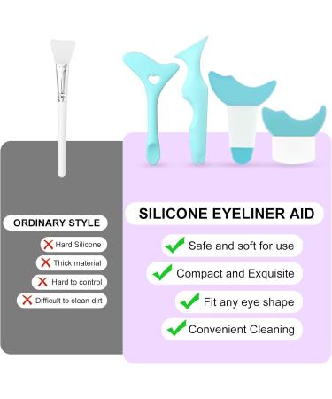 4pcs Eyeliner Stencils Reusable Silicone Winged Tip Eyeliner Aid Mascara Shield Applicator Eyeliner Guide Template Tool for Beginners Makeup Tool for Eyebrow Eyelash Lip Line (Blue) - Buy Online on GoSupps.com