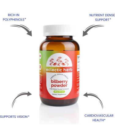Eclectic Institute Freeze-Dried Bilberry Powder 3.2 oz â€“ Whole Food Antioxidant Superfood - Buy Online on GoSupps.com
