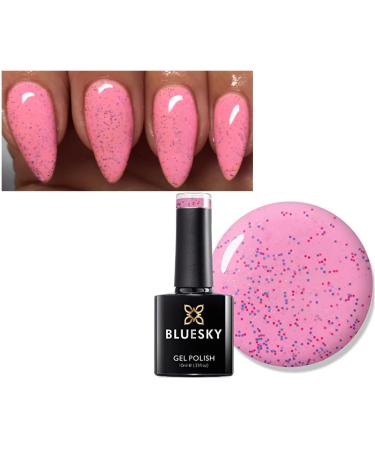 Bluesky Nail Gel Polish PINK KISSES PINK WITH COLOURED SPECKLES 63908 UV LED Soak Off 10ml