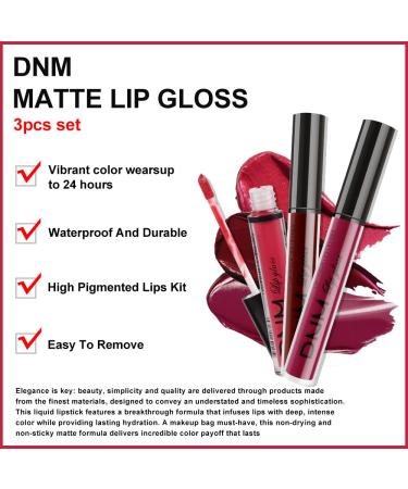3Pcs Dark Red Purple Matte 24-Hour Liquid Lipstick Set | Long-Lasting, Smudge-Proof, Waterproof Lip Gloss Gift Set | Matt Lipsticks for Women | Makeup Lipstick 06 - 0.21 Fl Oz (Pack of 3) - Buy Online on GoSupps.com