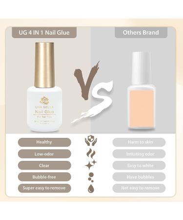 UNA GELLA 2Pcs Nail Glue 4 in 1 for Acrylic Nails - Super Strong UV Nail Extension Adhesive for Fake Nails - Long Lasting Brush On Gel for Press On Nails and Repair Treatment - Buy Online on GoSupps.com