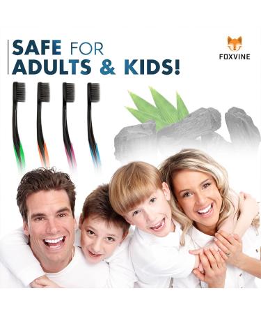 Charcoal Toothbrushes 8 Pack - Extra Soft Bristles - Removes Stains, Plaque, Whitens Teeth - Individually Wrapped for Travel - Safe for Adults & Kids - Buy Online on GoSupps.com