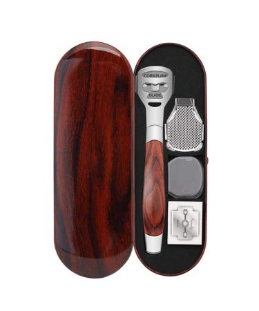 Aniso Foot Care Pedicure Callus Shaver | Stainless Steel Hard Skin Remover with Wood Grain Handle & 10 Spare Blades - Buy Online on GoSupps.com