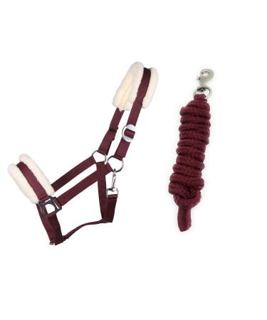 ARBO-INOX halter set starter with faux fur halter and lead rope (Cob Thoroughbred Bordeaux) Cob Thoroughbred Bordeaux
