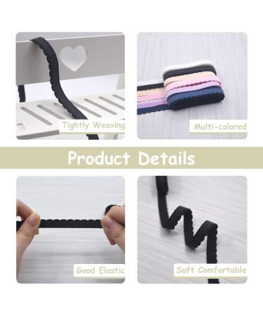 Bristlegrass Picot Plush Bra Strap Elastic Band 3/8 Nylon Spandex Shoulder Tape - 12 Yards Combo | Lingerie Underwear Sewing Trim - Buy Online on GoSupps.com