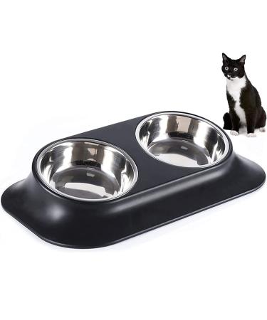 SUOXU Cat Bowls, Protect The Cervical Spine 15 Inclined Double Bowl Cat Food Bowl, Anti-Skid&Anti-Spill Cat Dog Water Bowl, Suitable for Pet Feeding Bowl for Cats and Small Dogs Double bowl set