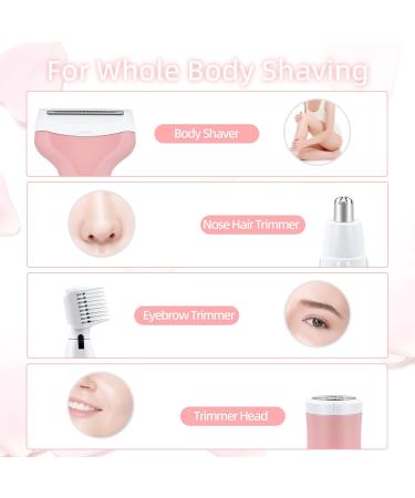 Mcbazel Cordless Electric Lady Shaver 4 in 1 USB Rechargeable Hair Remover - Pink - Buy Online on GoSupps.com