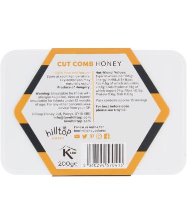 Hilltop Honey Cut Comb Slab 200g - Pure & Natural | Premium Quality, Certified Kosher | Dairy, Nut & Gluten Free | Authenticity Tested - Buy Online on GoSupps.com