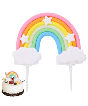 Miralith Safe Rainbow Cake Topper Easy to Clean Happy Birthday Cake Topper for Birthday Little Princess Party Anniversary Cake Dream Rainbow Cake decorating for Children