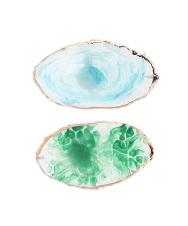STOBAZA Lot de 2 Palettes Annulaires pour Nail Art Taille Unique Palettes de Manucure en Plastique M lange Vernis Ongles Usage Professionnel et Personnel Couleurs Bleu et Vert