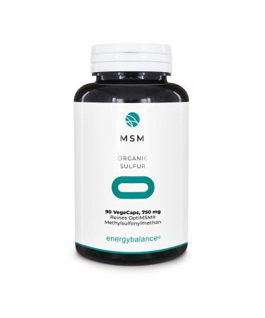 EnergyBalance EnergyBalance MSM - OptiMSM - Vegan - Gluten Free - No Additives - 100% Pure Ingredients - Swiss Quality - 90 Vegecaps to 750mg
