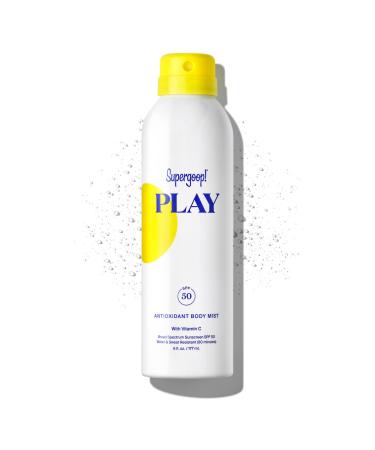 Supergoop! PLAY Antioxidant Body Mist w/ Vitamin C, 6 fl oz - SPF 50 PA++++ Reef-Friendly, Broad Spectrum Sunscreen - Body Spray for Sensitive Skin - Clean Ingredients - Great for Active Days 6 Fl Oz (Pack of 1)