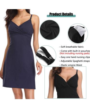 Materntiy Nursing Nightdress in Navy - Comfortable Pregnancy and Breastfeeding Hospital Gown - Buy Online on GoSupps.com