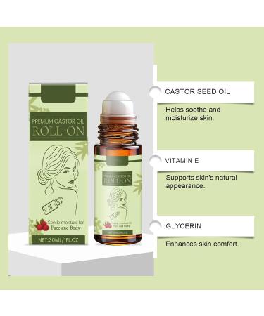 VKaoess Castor Oil Roll on for Tummy Face Body Organic Cold Pressed Castor Oil with Roller Ball Skin Moisturizing Oil for Dry Skin Suitable for Body Soothing Roll 2 Bottles - Buy Online on GoSupps.com