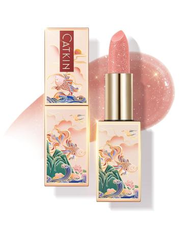 CATKIN Tinted Lip Balm Glitter Lip Stain Ultra Hydrating Lip Moistrurizer Lip Care with Vitamin E Nourishing For Cracked & Dry Lips 0.12 oz C09 Aurora - Light Pink