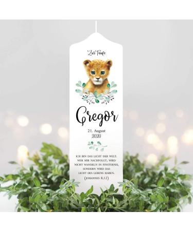 Personalized Lion Baby Baptism Candle - Wall Sticker 25cm x 7cm Unique Gift for Baptism Ceremony - Buy Online on GoSupps.com