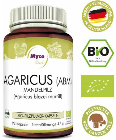 Agaricus Organic Medicinal Mushroom Capsules | 93 x 500mg ABM Powder | Pure Additive-Free Organic Mushrooms - Buy Online on GoSupps.com