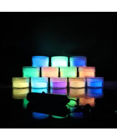 12 Colors Glow in The Dark Powder  Glow in The Dark Pigment Powder  Glow in The Dark mica Powder  Glow Powder forResin  Paint  Slime  Fine Art and DIY Crafts (Each 0.4oz/12g)