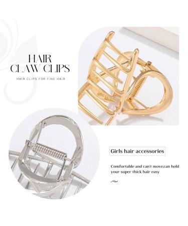 Brinie Small Gold Hair Claw Clips - Pack of 2 | Metal Claw Clips for Thick Hair Styling | Hair Accessories for Women and Girls - Buy Online on GoSupps.com
