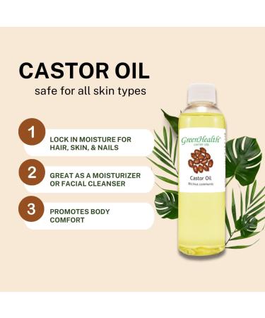 Castor oil - 32 fl oz (946 ml) Plastic Jug w/Cap - 100% Pure Carrier Oil - For Eyelashes Eyebrows Hair Skin & Nails - GreenHealth - Buy Online on GoSupps.com