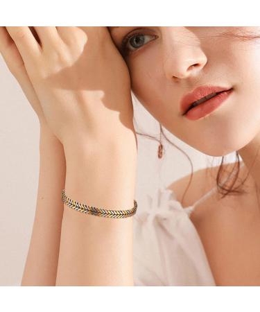 Cigmag Women's Copper Magnetic Bracelet - Adjustable Brazaletes Cuff Bangle with Ultra Strength Magnet - Tricolor Feather Design - Gift Box Included - Buy Online on GoSupps.com