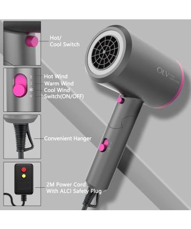 1800W Professional Hair Dryer with Diffuser - Ionic Technology Travel & Salon Use Constant Temperature Care Fuchsia - Buy Online on GoSupps.com