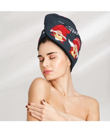 Three Cute Christmas Gnomes Microfiber Hair Towel - Super Absorbent Coral Velvet Wrap for Women | Quick Dry for Long Curly & Thick Hair - Buy Online on GoSupps.com